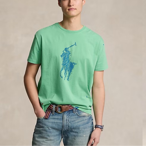 NWT Polo Ralph Lauren Classic Fit Big Pony Jersey T-Shirt with Paint Splatter - Picture 10 of 12